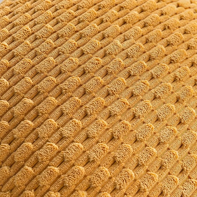 Set of 4 Mustard Yellow Decorative Throw Pillow Covers 20x20 Inch Corduroy - Image 5