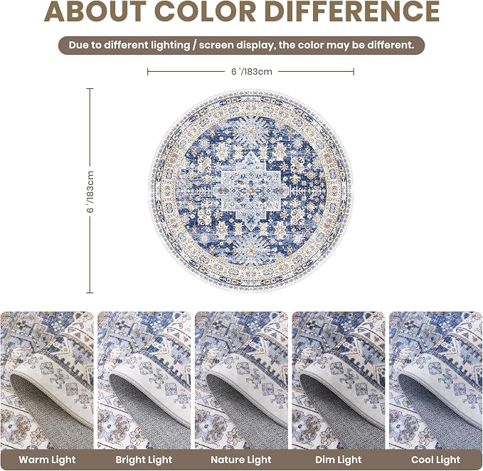 zesthome Washable Round Area Rugs - Image 2