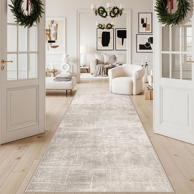 Hallway 4x10 Washable Runner Rug:Stain Resistant Abstract Rug - Image 6