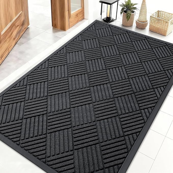 OLANLY Front Door Mat Outside Entrance 47x32, Heavy Duty Sturdy Natural Rubber by OLANLY