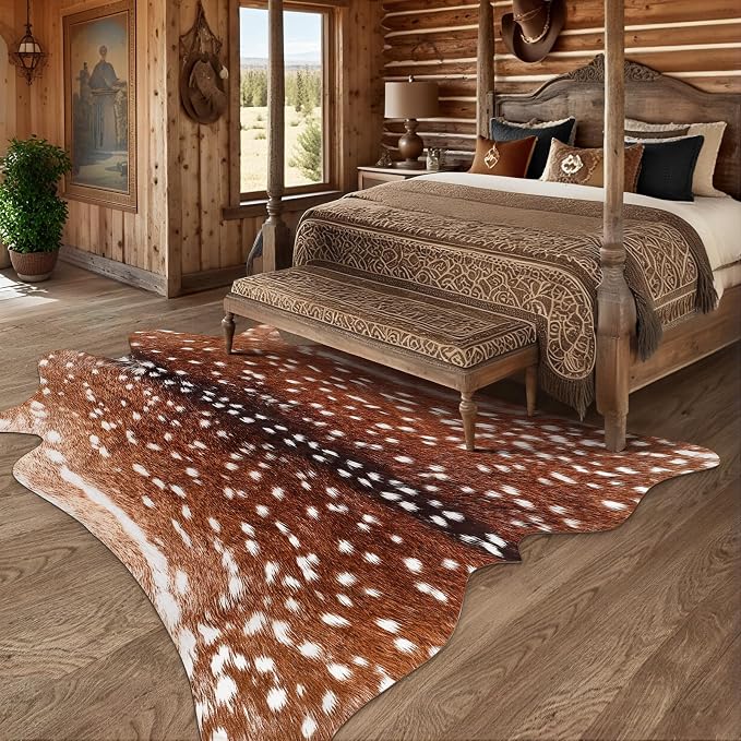 AROGAN Premium Deer Print Rug 6.2x7 Feet, Machine Washable Faux Fur Rug - Image 8