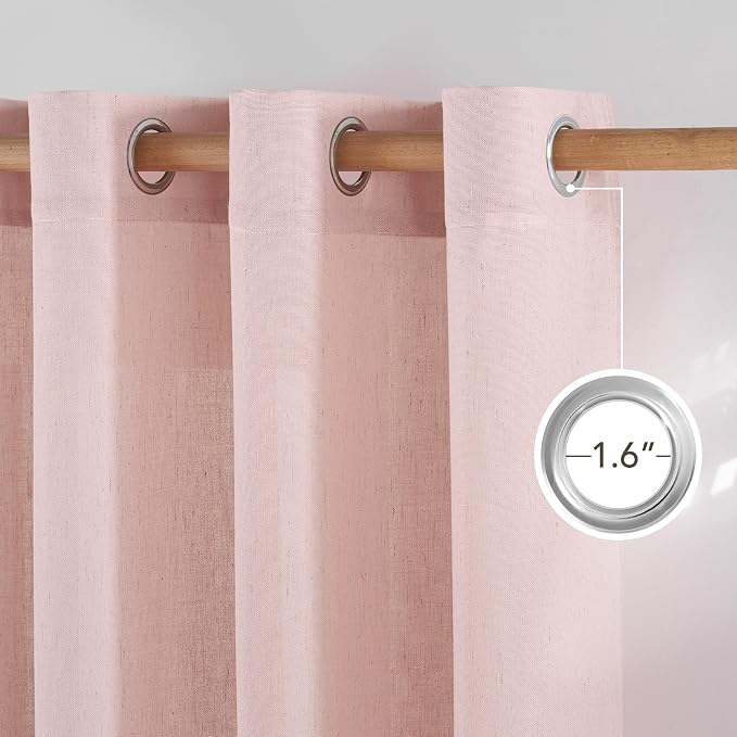 NICETOWN Thick Linen Light Pink Curtains - Image 2