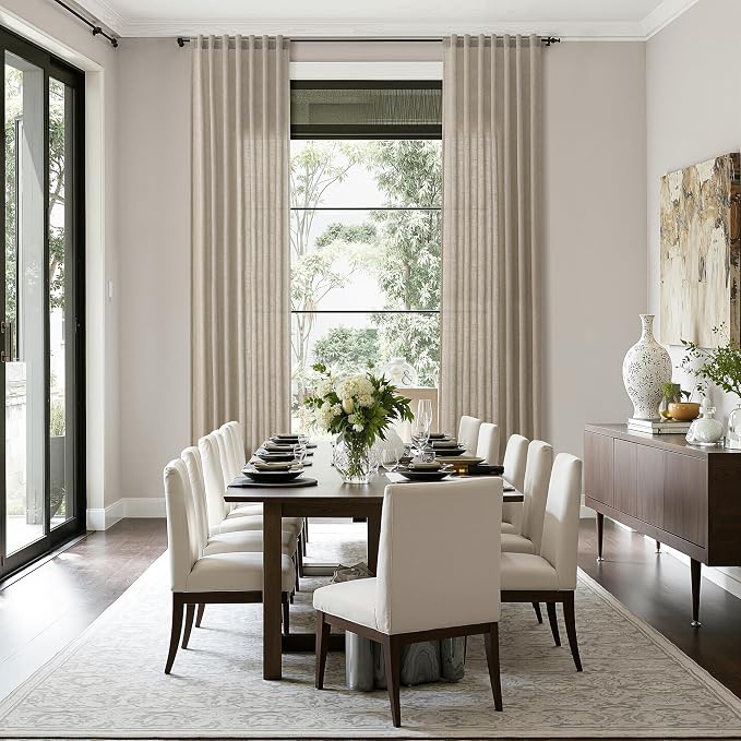Cobblestone Linen Curtains for Living Room 126 Inches Long Light Filtering Semi - Image 7
