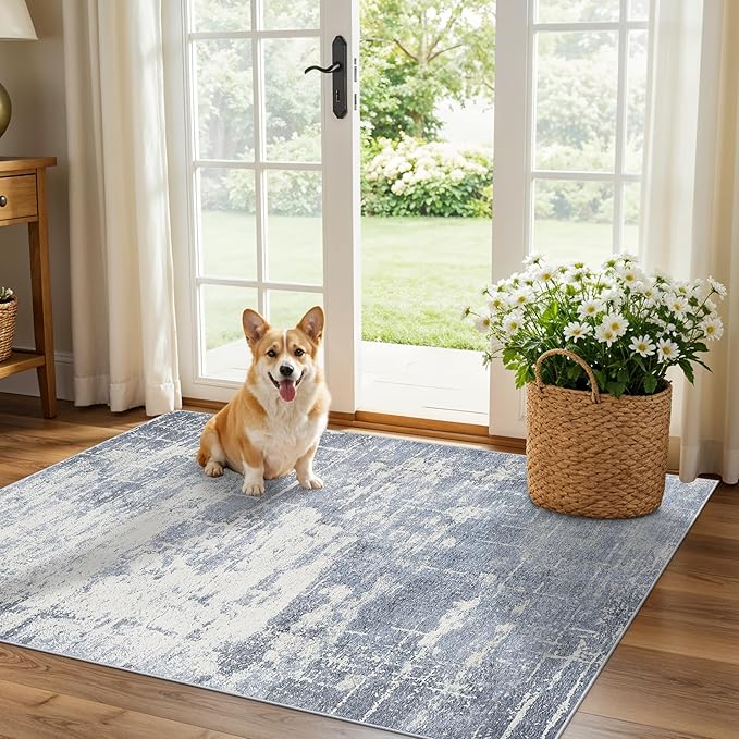 Washable 3x4 Kitchen Area Rugs: Abstract Stain-Resistant Sink Rug Non-Slip by HYHAOYUNLAI