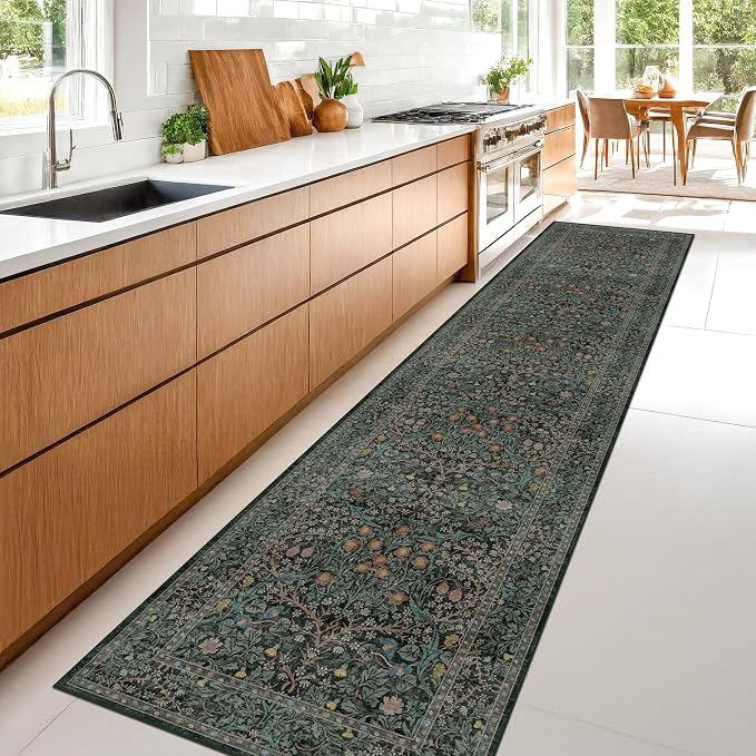Hazo Haus Washable Dark Green 2x10 Runner Rug - Image 2