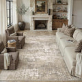 Beige Area Rug 8x10 Machine Washable Modern Abstract Living Room Carpet Non by PureCozy