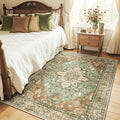 Area Rugs 4'x5' Washable Non-Slip, Floral Vintage Distress Print Pattern by RELEANY