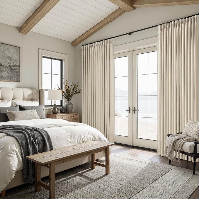 Pleated 132 Inch Extra Long Warm Beige Curtains - Image 6