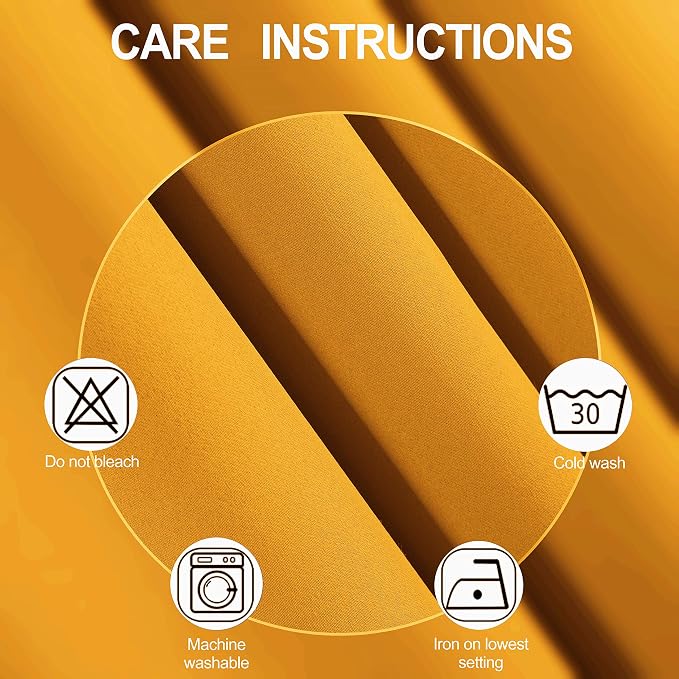 LEMOMO Yellow Blackout Curtains 34 x 84 Inches Long/Set of 2 Curtain - Image 3