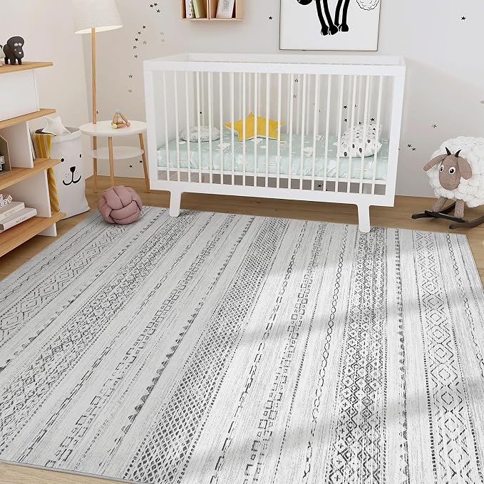 Nakagishi 9x12 Area Rug Living Room: Washable Boho Large Neutral Modern Soft - Image 8