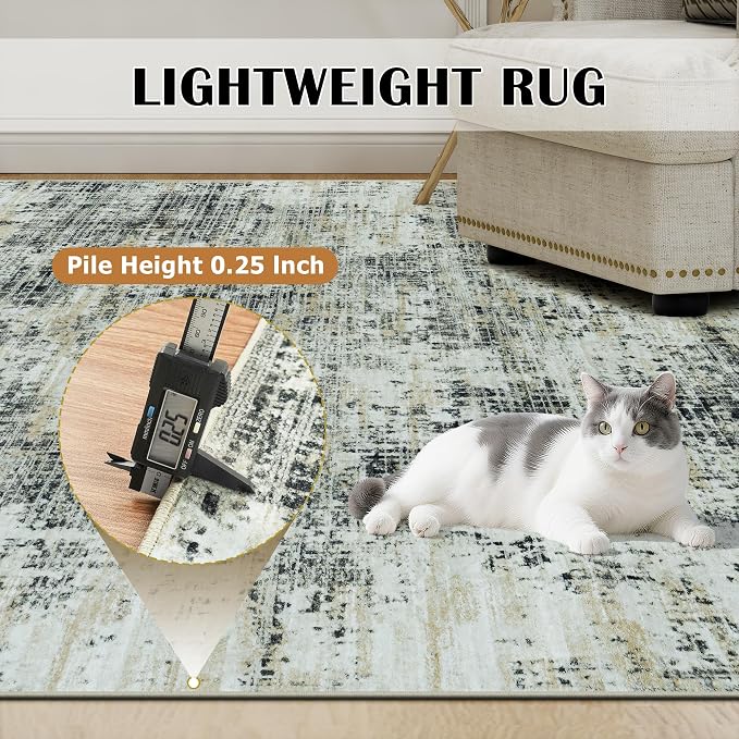 9x12 Area Rugs for Living Room Washable Rug: Anti-Skid Abstract Modern Living - Image 6