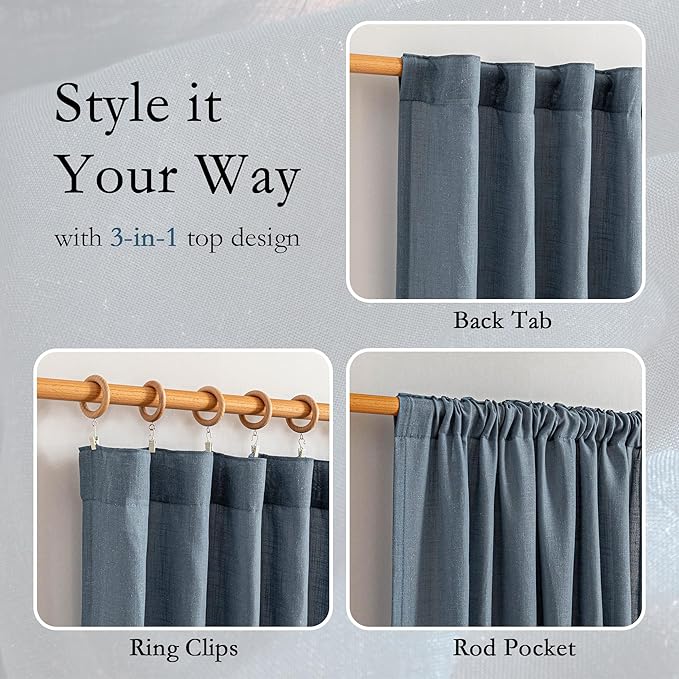 MYSKY HOME Living Room Curtains 90 Inches Long Farmhouse Light Filtering - Image 3