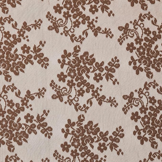 YJ YANJUN Vintage Lace Curtains 96 Inches Long-Victorian Floral Sheer Brown - Image 8