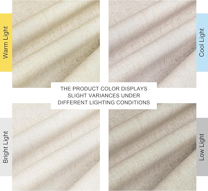 NICETOWN Cream 100% Blackout Linen Curtains 102 inch Long Burg - Image 9