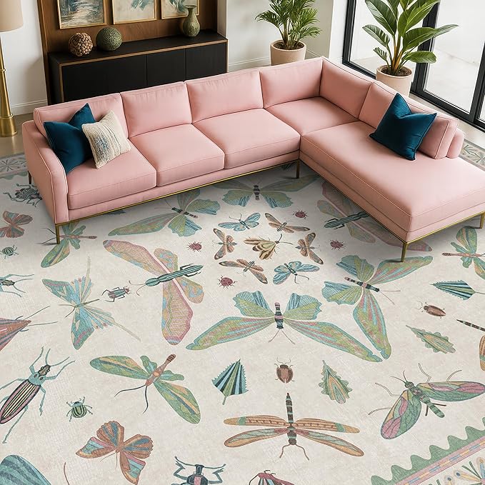 7x9 Green Butterfly Rugs for Kids Bedroom - Image 3