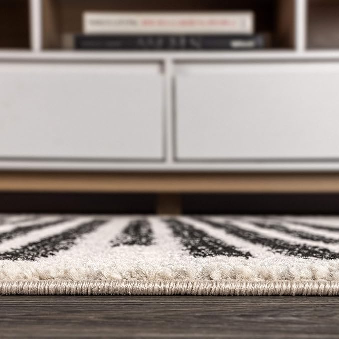 JONATHAN Y Khalil Modern Berber Stripe Cream/Black Runner Rug, Contemporary - Image 7