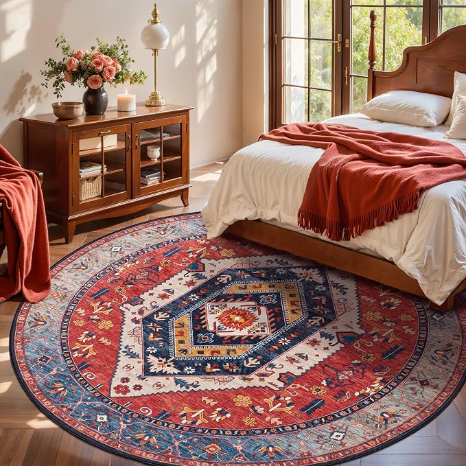 SERISSA Boho Round Area Rug, 8ft Washable Non-Slip Circle Rug, Ultra Soft Large - Image 7
