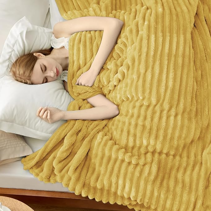 Bedsure GentleSoft Yellow Full Blanket - Image 3