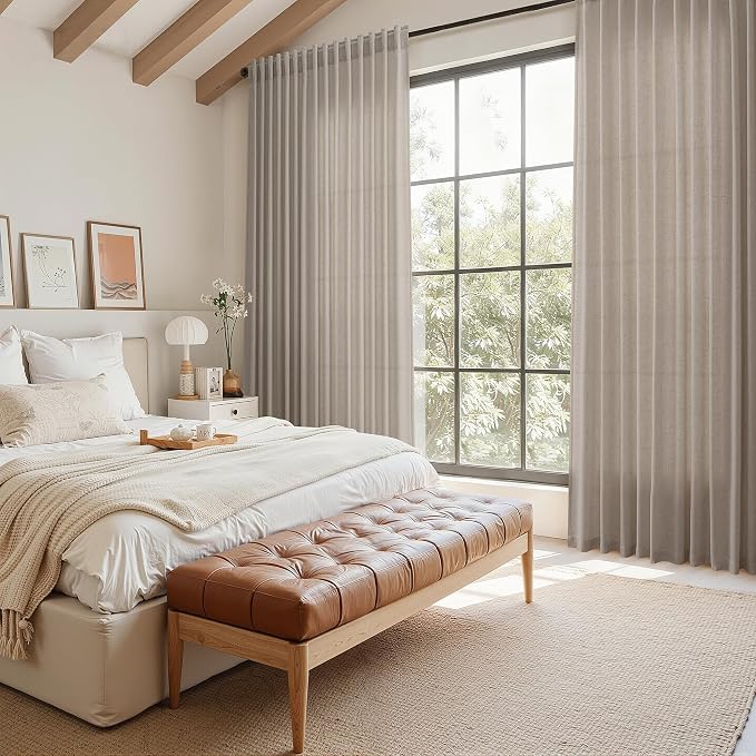 Nanspring Ecru Linen Curtains 96 Inches Long - Image 7