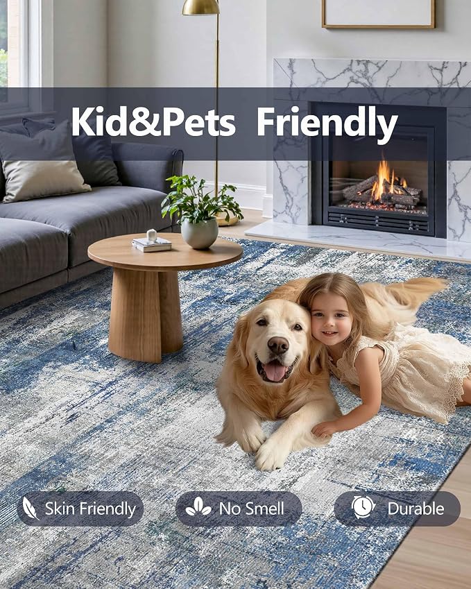Latte&Fog 5x7 Area Rugs for Living Room Bedroom, Boho Non Slip Low Pile Carpet - Image 7