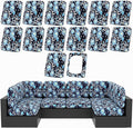 hyha 14Pcs Patio Cushion Covers, Stretch Outdoor Couch Cushion Covers, Washable by hyha