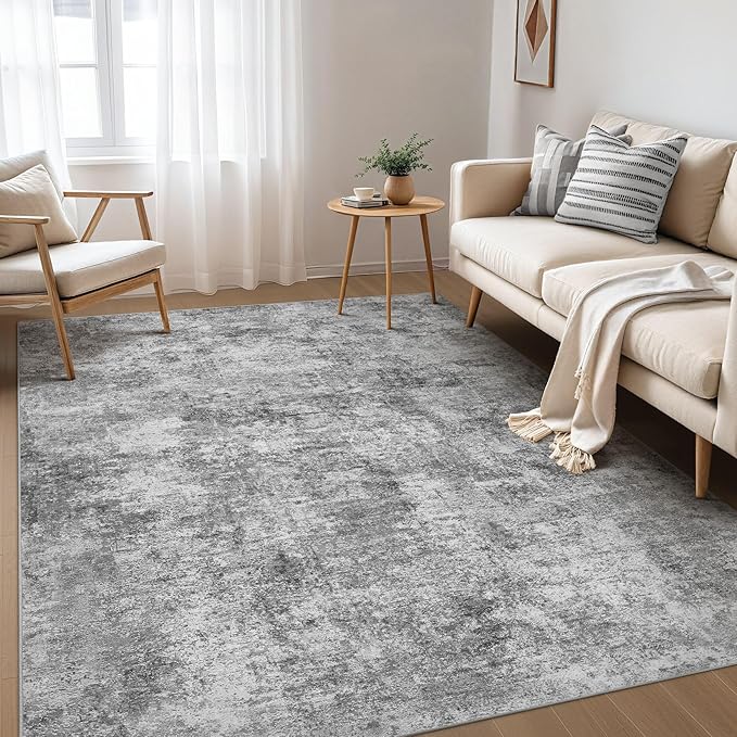 Nakagishi 5x7 Area Rugs Living Room: Washable Abstract Large Neutral Soft Rug by NakagishiAreaRug