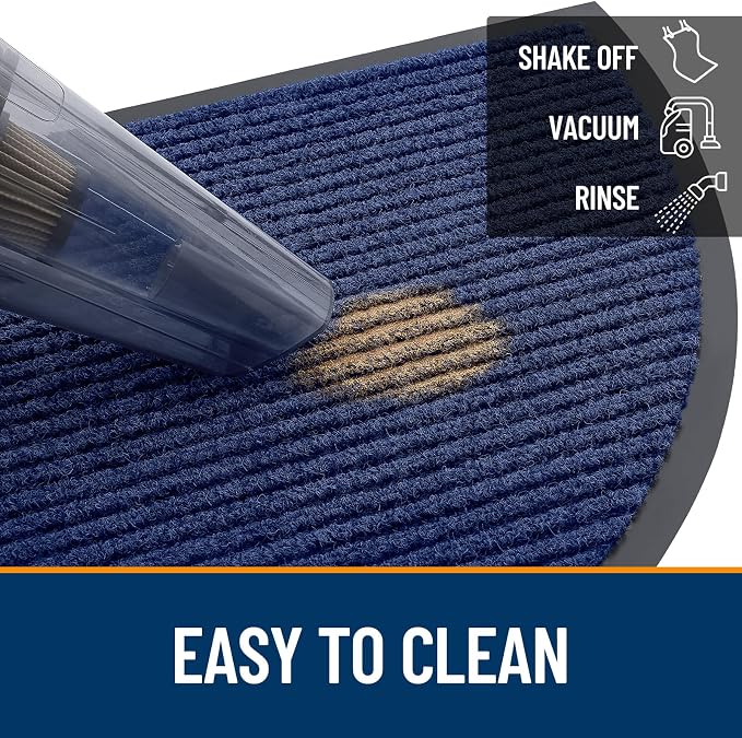 OLANLY Half Circle Front Door Mat 47x34, Waterproof Heavy-Duty Doormat | Blue - Image 6