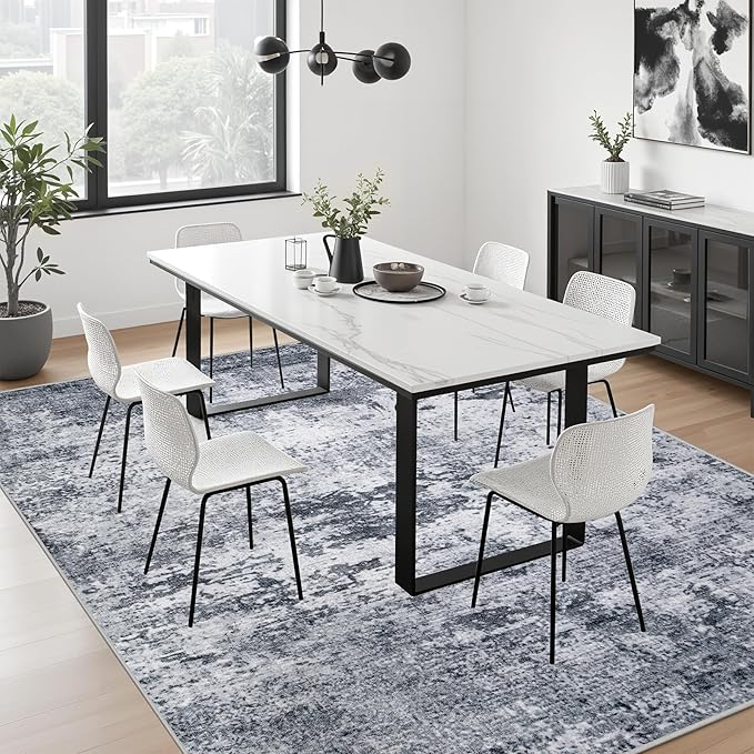 9x12 Area Rug Living Room Rug: Washable Modern Abstract Soft Thin Rug Indoor - Image 5