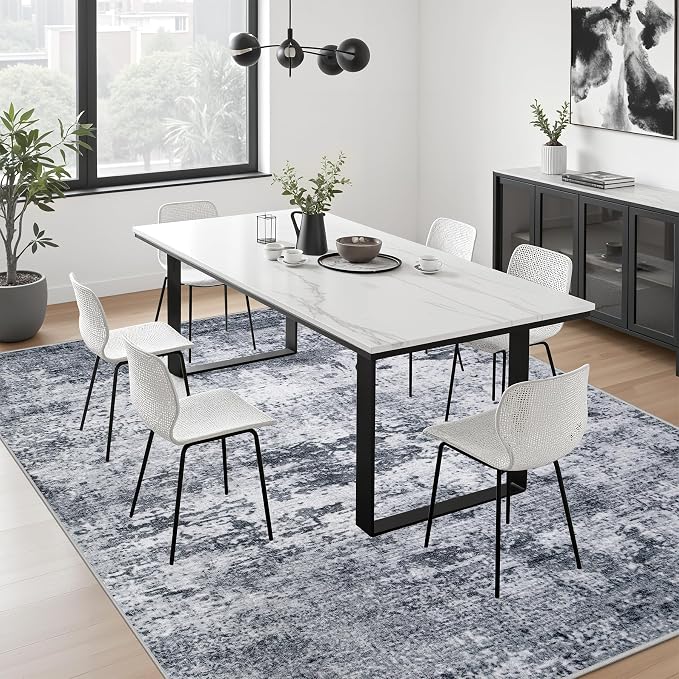 8x10 Area Rug Living Room Rug: Washable Modern Abstract Soft Thin Rug Indoor - Image 5