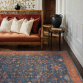 Hazo Haus Dark Blue & Terracotta 5x8 Living Room Rug by HazoHaus