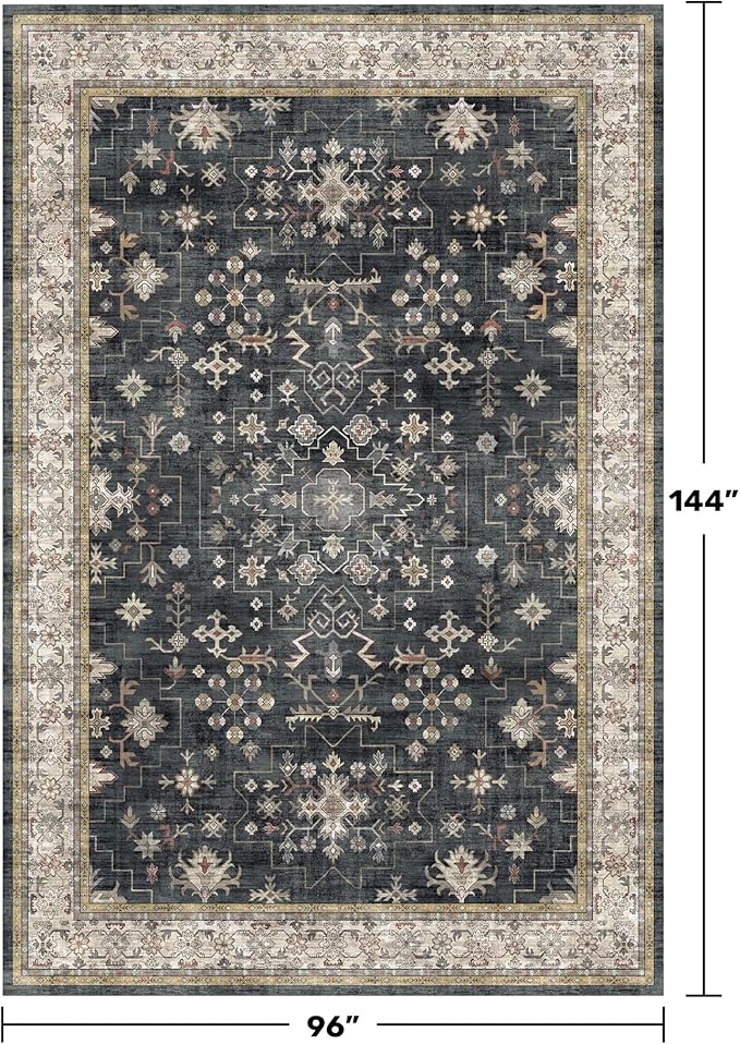 Black Boho Rug for Living Room 8x12 - Image 2