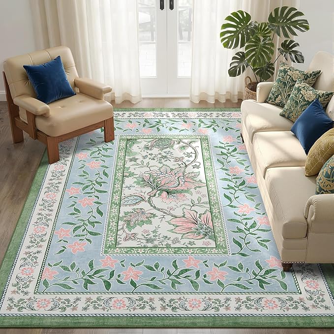 GarveeHome Blue Green Pink 8x10 Area Rugs - Image 3