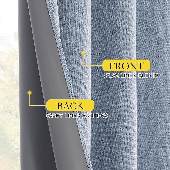 NICETOWN Full Blackout Linen Curtains 102" Length - Image 8