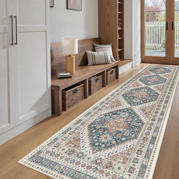 Madane Hallway Runner Rug 2'6''x10' Kitchen Runner, Non Slip Vintage Runners - Image 3