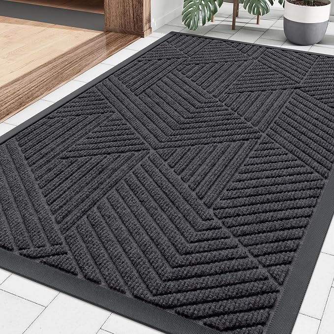 Smiry Front Door Mat Outside Entrance, Heavy Duty Sturdy Natural Rubber Doormat by Smiry