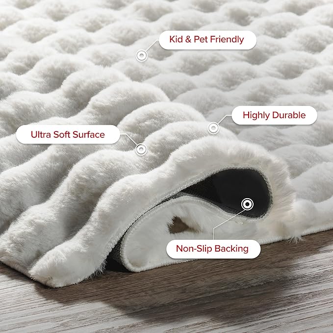 nuLOOM Jeni Off-White, Solid Faux Rabbit, Fluffy and Cozy, High Traffic - Image 6
