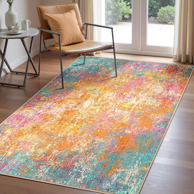 Washable Area Rugs 4'x6' Non-Slip Modern Abstract Soft - Image 4