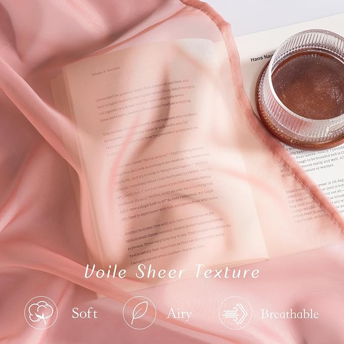 NICETOWN Coral Pink Sheer Window Curtains - Image 4