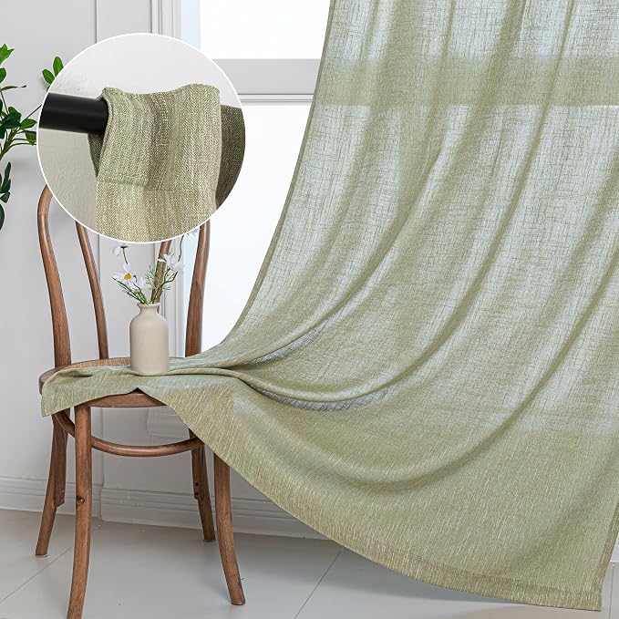 MYSKY HOME Sage Green Living Room Curtains 84 Inch Length 2 Panels Set - Image 9