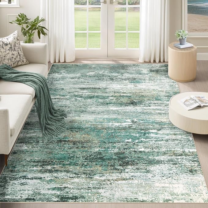 5x7 Area Rugs for Living Room, Washable Modern Abstract Large Area Rug Neutral by XLUEZ