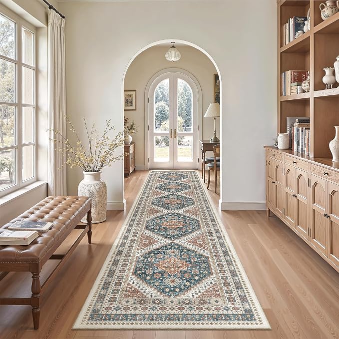 Madane Hallway Runner Rug 2'6''x12' Kitchen Runner, Non Slip Vintage Runners - Image 3