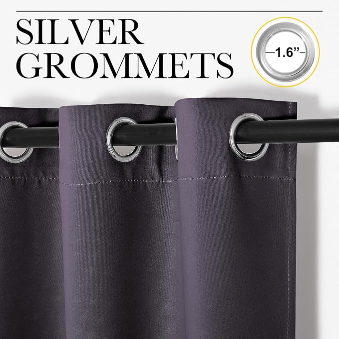 NICETOWN Greyish Purple Blackout Curtains 84 inches Length - Image 2