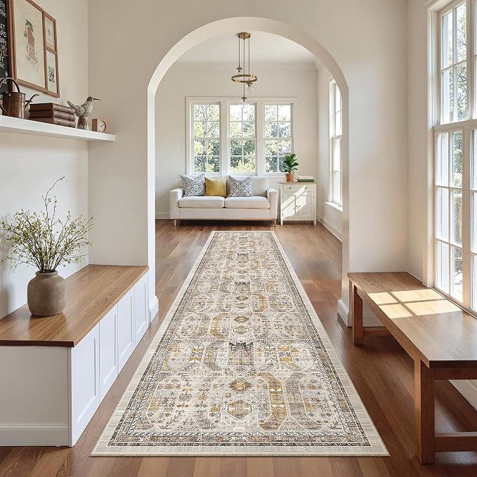 Madane Hallway Runner Rug 2'6''x12' Kitchen Runner, Non Slip Vintage Runners - Image 3