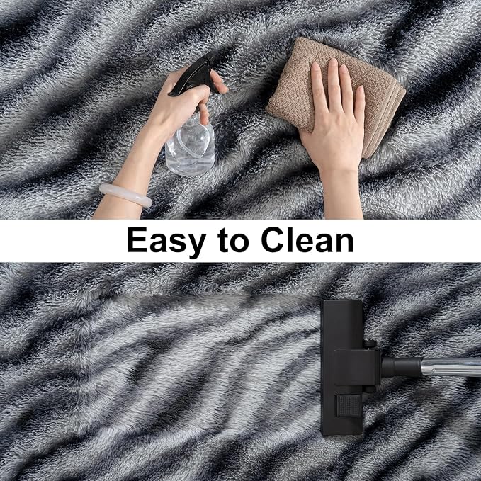 Soft Runner Rugs for Bedroom Hallways, 2x6 Black and White Fluffy Shag Throw - Image 8