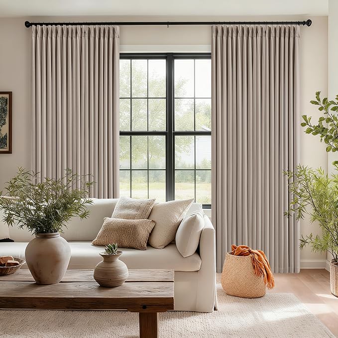 Viral Pleated Blackout Burlap 120 Inch Long Curtains Burlywood Birch | Pinch - Image 8