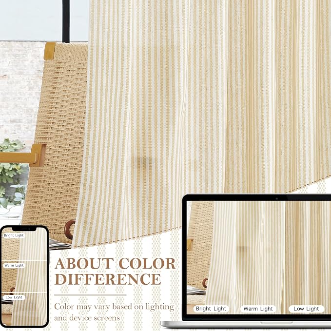 RYB HOME Kitchen Striped Curtains - Image 2