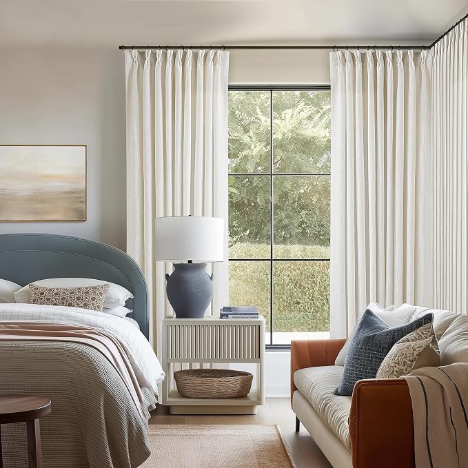 Natural Extra Wide 60 Inch Width Pinch Pleated 96 Inch Curtains | Thick Linen - Image 6