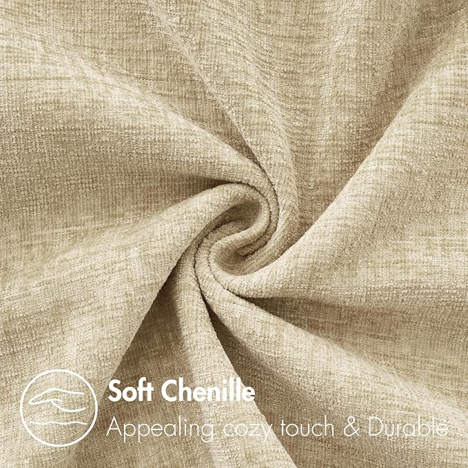 MIULEE Pack of 2 Beige Throw Pillow Covers 16x16 Inch Soft Chenille Pillow - Image 2