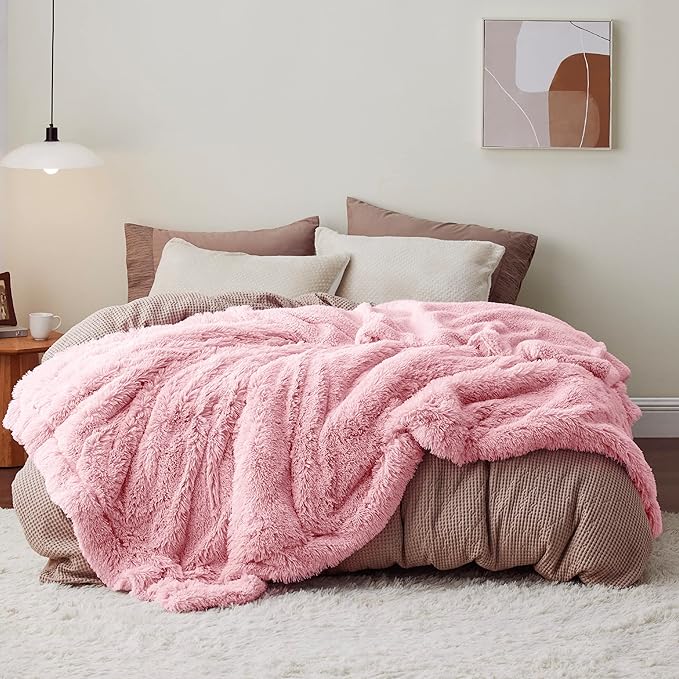 Bedsure GentleSoft Fluffy Pink King Size Blanket by BEDSURE