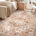 SERISSA 4x6 Boho Bedroom Rug, Washable Non Slip Vintage Peach Cream Area Rugs by SERISSAHomeDecorCollection